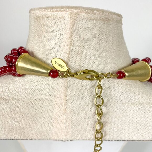 Chico's Merlot Multi-Strand Red Cranberry Pink Beaded Necklace - Picture 5 of 5